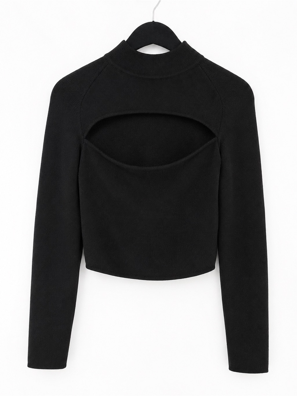 Babaton by Aritzia Black Open Back Mock Neck Knit Sweater Size Small